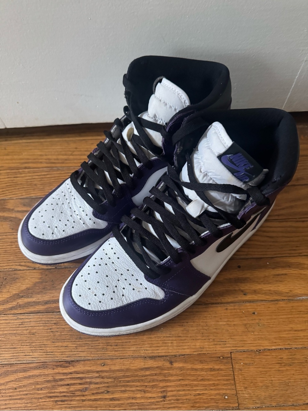 Nike Air Jordan 1 High Men’s Sneakers - Purple/White/Black - Picture 7 of 10